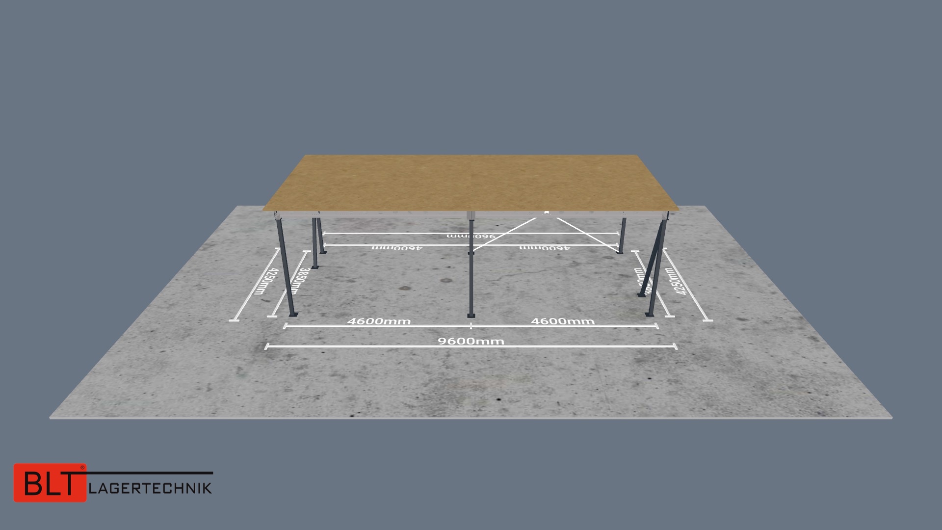 40,80 m² Lagerbühne, Oberkante 300 cm, 500 kg/m², sofort ab Lager, befahrbar mit Hubwagen, Systembühne, Stahlbühne, Lagerebene